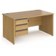 Harlow Panel End Straight Desk with Three Drawer Pedestal